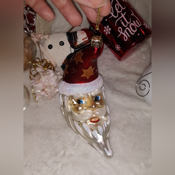 Vintage MIA Glass Christmas Ornament Crescent Moon Figural Santa Made in Poland - Picture 6 of 10